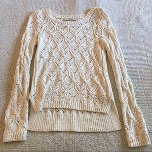 LOFT Cream White Cable Knit Sweater